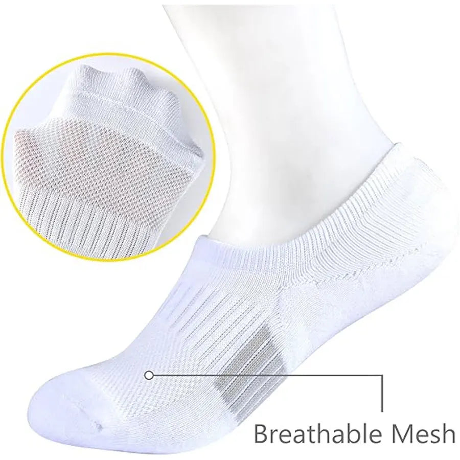 1/10 Pairs Women Breathable Mesh Invisible Ankle Socks Summer Lightweight Breathable Solid Color Cushioned Sports Leisure Socks