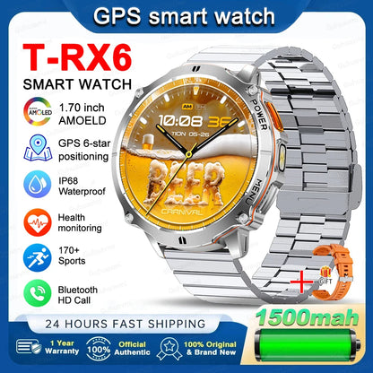 New T-RX6 Ultra Outdoor Sports Smart Watch GPS Compass  Barometer IP68 Waterproof Call Blood Oxygen Military Smartwatch For Men