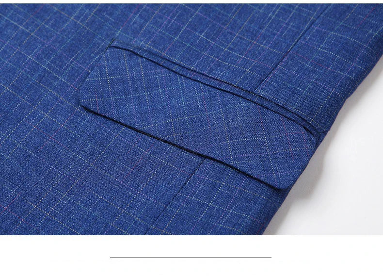 Herr Slim Fit Blazer – Rutig Strükfri Kavaj för Business Casual, Vår & Höst, 3 Färger