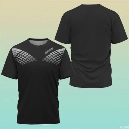 New Hot 3D Printing Boutique Table Tennis Shirt Training T-shirt Sweat Absorption Comfortable Top Badminton Sport Round Neck O N