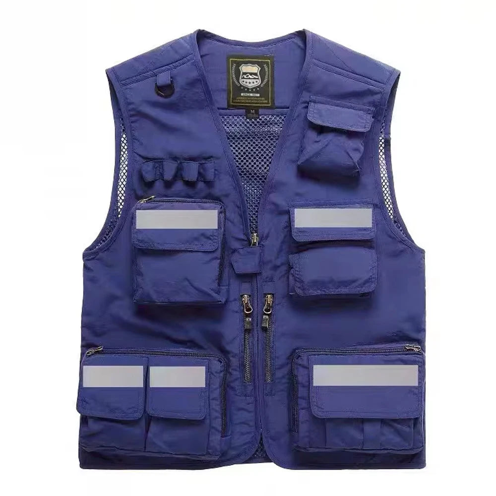 S-7XL Multi Pocket Work Vest for Men Women Volunteer Working Uniforms Logo Printing Fishing Photography Workwear Vest