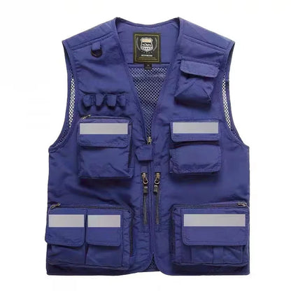 S-7XL Multi Pocket Work Vest for Men Women Volunteer Working Uniforms Logo Printing Fishing Photography Workwear Vest