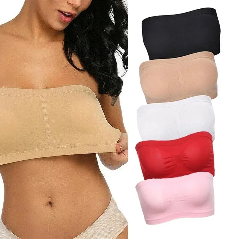 Mesh Breathable Tube Top Seamless Underwear Strapless Stretch Breathable Solid Pattern Hollow Back Bras Casual Summer Intimates