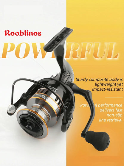 ROOBLINOS RY Spinningrulle 5.2:1 – Mjukt EVA-handtag Nylon Hav & Sötvatten, Storlek 1000–7000
