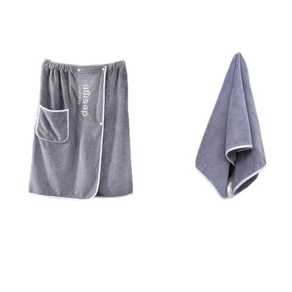 Wearable Men Bath Towel Soft Microfiber Bathrobe With Magic Pocket For Adults Gym Beach Sauna Spa Swimming Running Towel