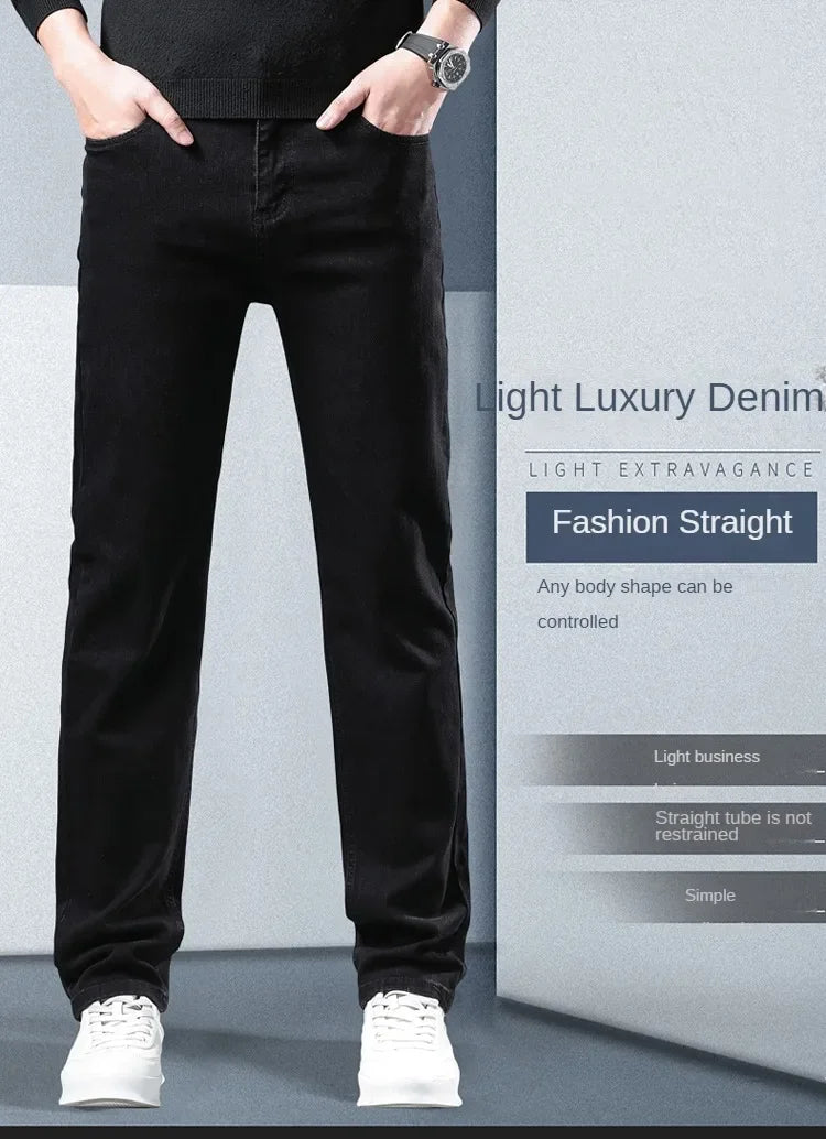2026 Brand Brushed Jeans Winter Jeans Men Slim Fit Stretch Thick Velvet Pants Warm Jeans Casual Fleece Trousers Male