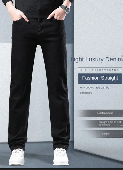 2026 Brand Brushed Jeans Winter Jeans Men Slim Fit Stretch Thick Velvet Pants Warm Jeans Casual Fleece Trousers Male