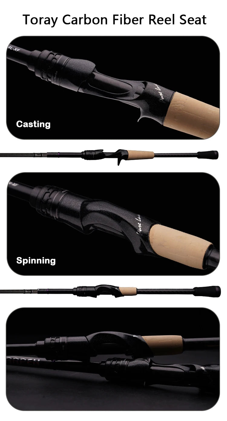 PURELURE SHARPEN Travel Soft Lure Long Spinning and Casting XF/MF Action Rods FUJI Components Bass Pike Rod Fishing Rod Reel