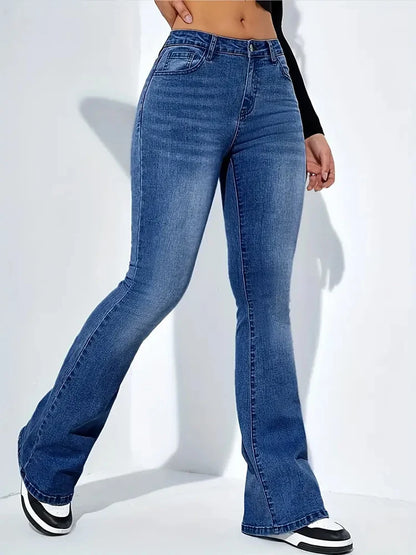 Hot Sale Women Stretch Thin Flared Jeans Lady Fashion High Waist Denim Pants Girls Korean Ins Fashion Straight Leg Trousers