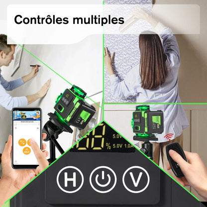 HGLINE Lasernivå 16 Linjer 4D – App- & Bluetooth-styrning, IP54, 25m, 100cm Stativ, Fullt Tillbehörsset