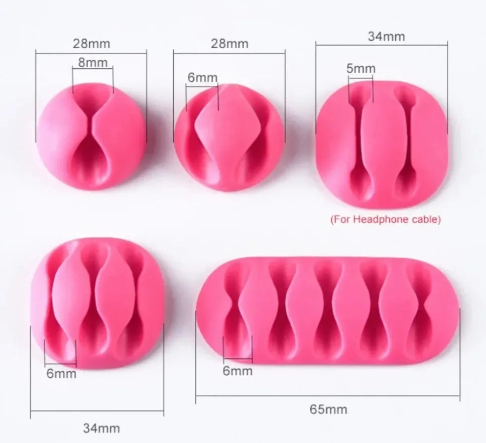 10-pack kabelhållare i silikon – flexibel kabelorganisering