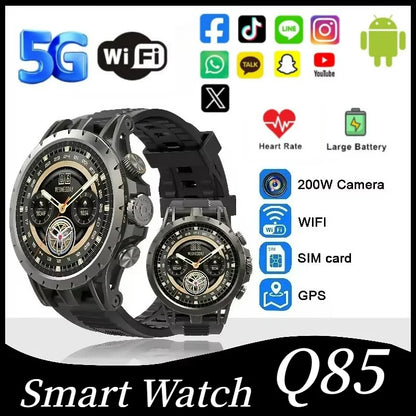 Q85 New 5G Popular Outdoors GPS Tracker Sports Smart Watch WIFI NFC SIM Card HD Video Call Music Player Waterproof Watch Men