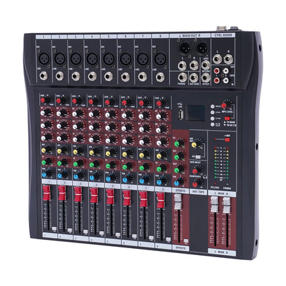 7/8-Channel Professioneller Mixer, Soundboard Konsole with Bluetooth USB PC Recording Input XLR Microphone Jack