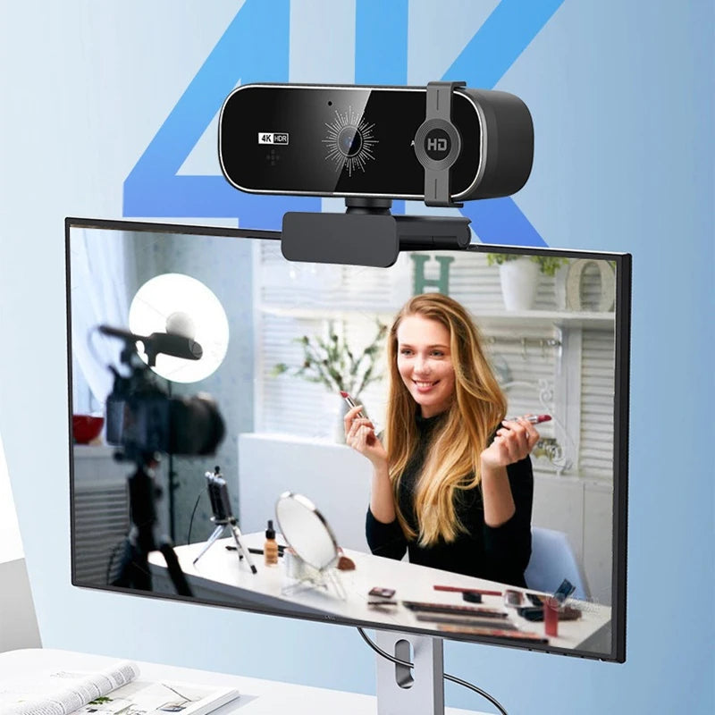 EOENKK 4K-webbkamera med linsskydd och mikrofon