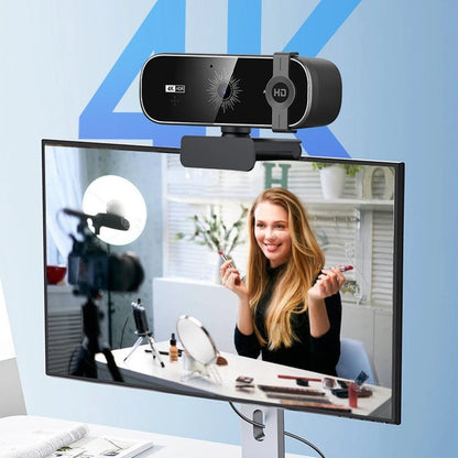 EOENKK 4K-webbkamera med linsskydd och mikrofon
