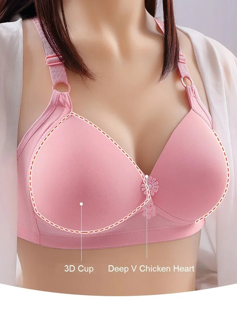 Comfortable Breathable Women Brassiere Beautiful Back Underwear Bra Thin Section Glossy Without Steel Ring Gathered Ladies Bras
