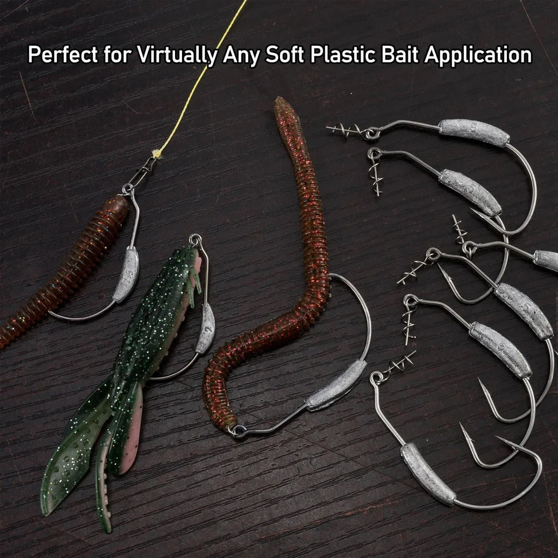 9KM 5-10Pcs Ewg Hook Weighted with Screw 2g~9g Worm Soft Lure Hook for Bass Saltwater Freshwater
