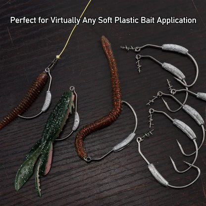 9KM 5-10Pcs Ewg Hook Weighted with Screw 2g~9g Worm Soft Lure Hook for Bass Saltwater Freshwater