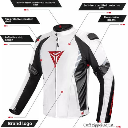 CE Certified Motorbike Leather Jacket for Men Autumn Winter Warm Windproof Riding Coat with Removable Liner Motorcycle Jacket