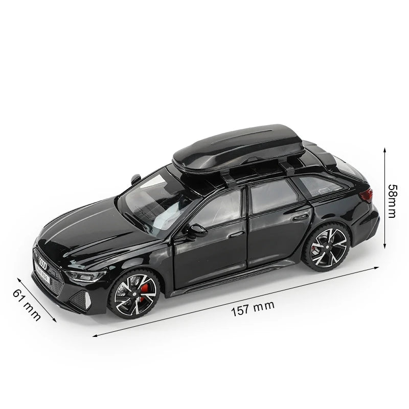Audi RS6 Diecast Modellbil 1:32 – Ljud & Ljus 7 Dörrar öppnas Zinklegering CE Svart Grå Samlarmodell 2026