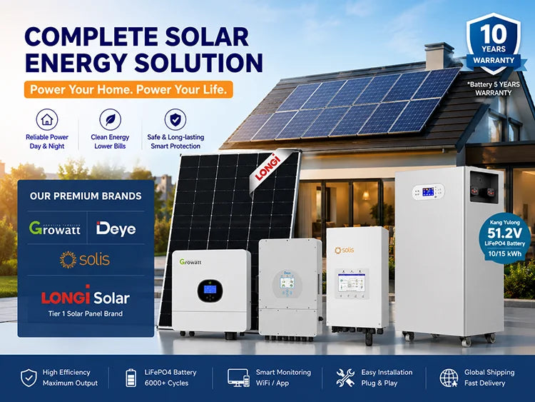 Komplett Off-Grid Solcellssystem 6–36kW med Batterilagring – Growatt/Deye/Solis, Skräddarsydd Lösning för Hem & Fastighet