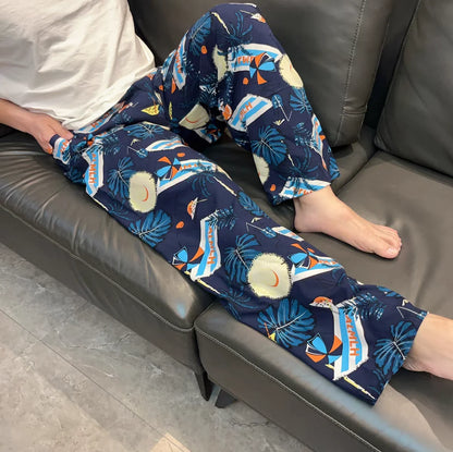 Extra Large Size Stylish Pajama Pants for Men, Spring and Autumn, Plus Size, Oversized, Casual Long Pants, Thin Style, Home Wear Pants