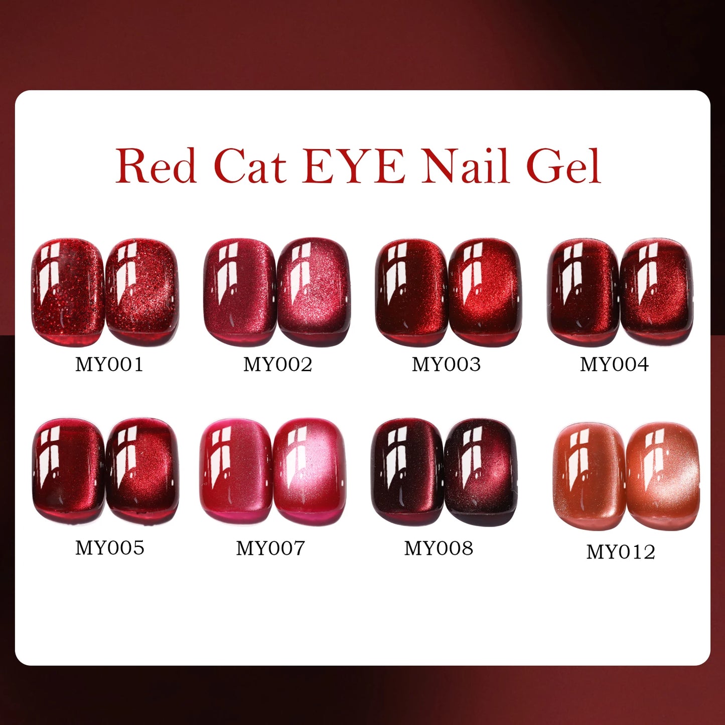 Red Cat Eye Gel Nail Polish Magnetic Glitter Holographic Red Ruby Christmas Polish Reflective Jelly Translucent UV Gel Manicure