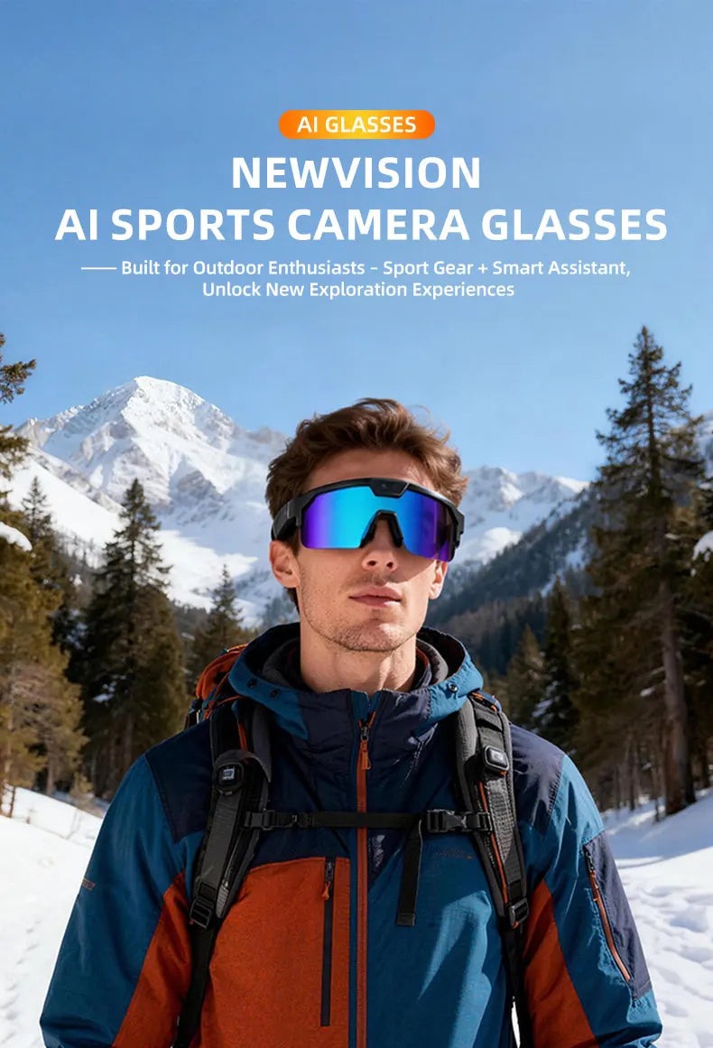Smart Glasses with 4K HD Anti-Shake Camera & 3D Stereo Speakers Polarized UV400 Sport Sunglasses Bluetooth AI Outdoors Video POV