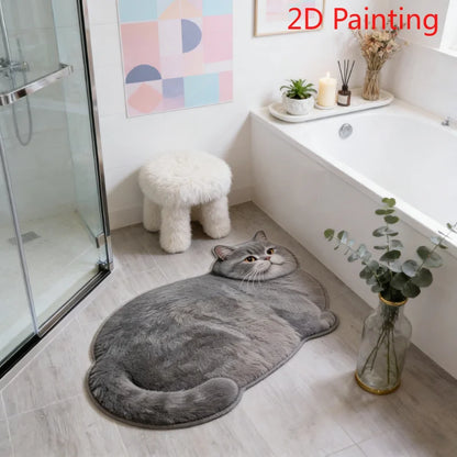 3D Cat Shaped Diatomite Bath Mat High Absorption Non Slip Quick Dry Entryway Floor Pad Household Home Textiles Bath Mat