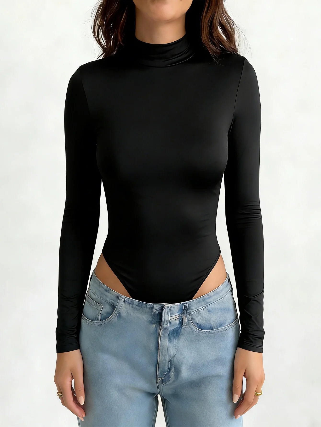Women's long-sleeved plus-size one-piece dress - fashionable basic style tight-fitting garment - dance outfit one-piece pants