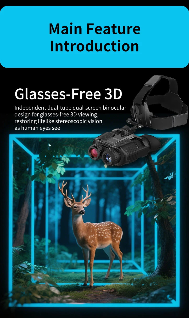 4K Night Vision Binoculars Diopter Eyepiece Dual 1.4" LCD 10X Zoom 3000mAh Level Gauge Infrared Outdoor Observation