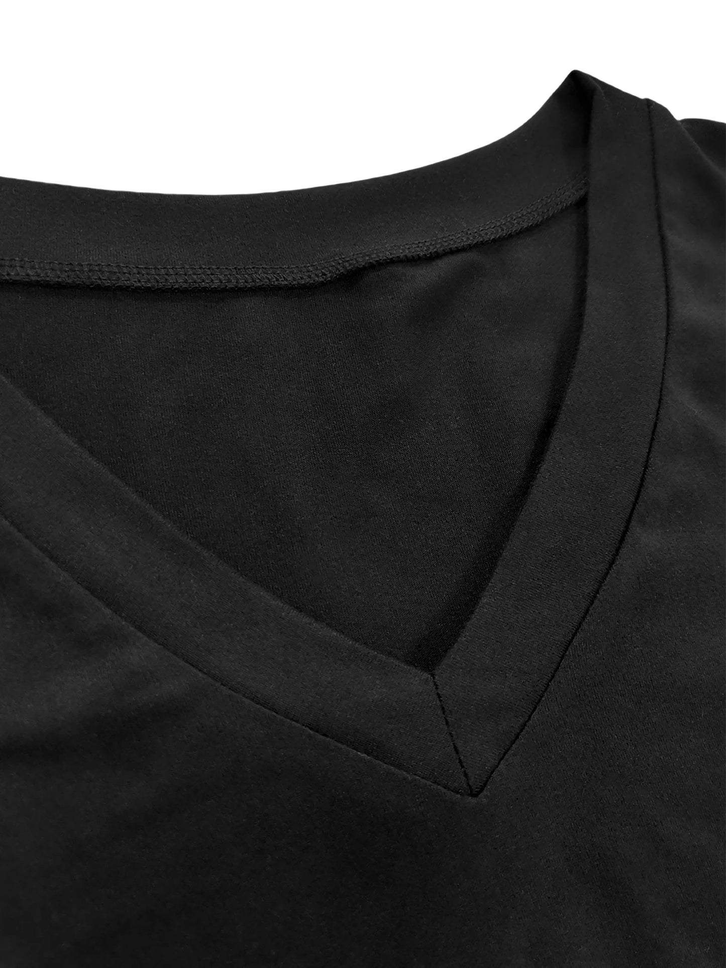 Women's Oversized V-Neck T-Shirt Solid Color Short-Sleeve Curved Hem Soft Fabric Black Gray Navy