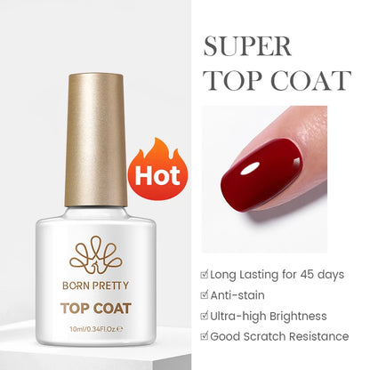 BORN PRETTY Super Top Coat and Base Gel Nail Polish for Gel Polish Semi-permanent Varnish Rubber Top Coat 10ml Nail Supplies