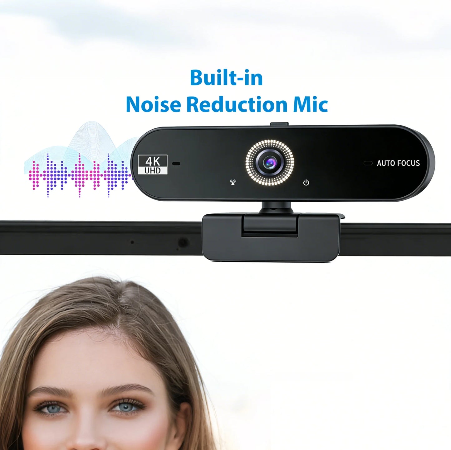 4K Webcam for PC 30fps Autofocus Web Camera With Noise Reducing Microphone Privacy Cover Auto Exposure USB 2.0 Type-C Adapter