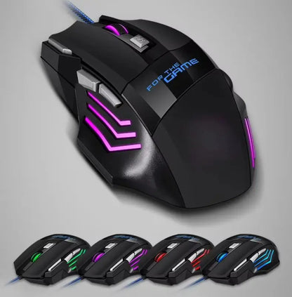 RGB Backlit Wired Gaming Mouse 7-Buttons USB 2400DPI Adjustable Ergonomic Computer Optical Sensor Mouse For PC Computer Laptop