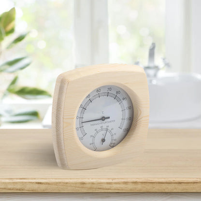 140 mm termometer och hygrometer i trä för bastu