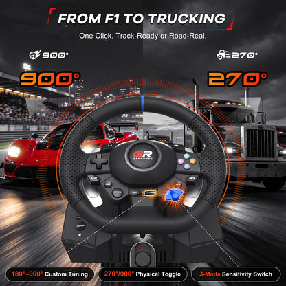 Racing Wheel Simulator For PS5/PS4/PC RGB Gaming Steering Wheel 270°&900° Volante Adjustment Macro Hall 3-Pedal Gear Lever Set