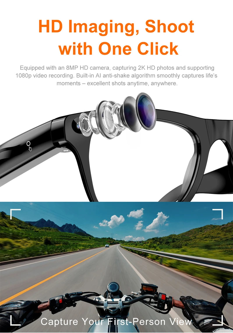 Xiaomi Upgrade Smart AI Glasses 800W HD 8K Shooting Camera Photo Video Voice Call Translation Bluetooth AI Motorcycle Glasses