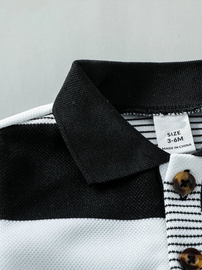 Children’s Summer New Arrival Boys’ Regular Striped Teddy Bear Short T-Shirt and Shorts Casual Sport Two-Piece Set