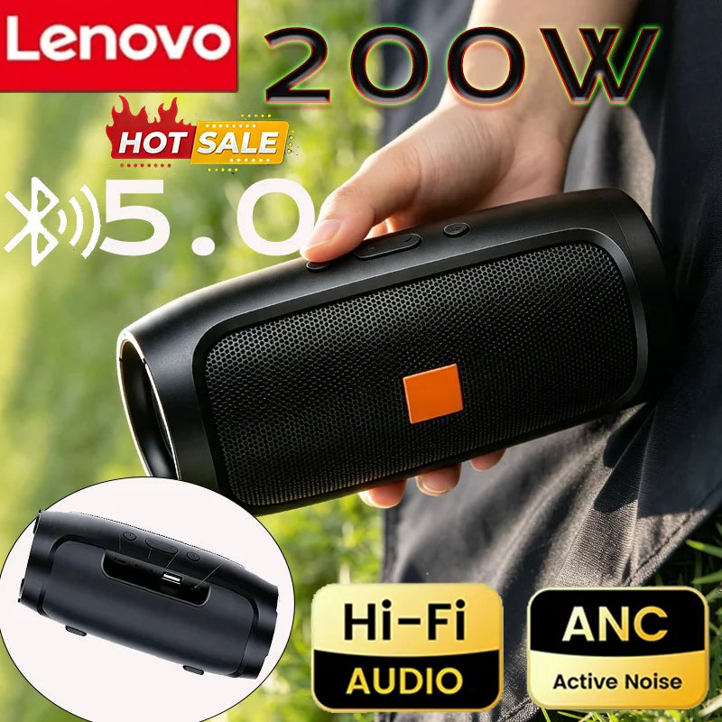 Lenovo Bluetooth 5.4 Portable Wireless Speakers TF USB FM Dual Speaker Stereo Playback Voice Broadcasting Subwoofer Speaker