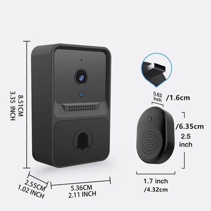 Trådlös WiFi Dörrklocka med HD-kamera – Nattseende, Röstförvrängning, 365 Dagars Batteri, Molnlagring