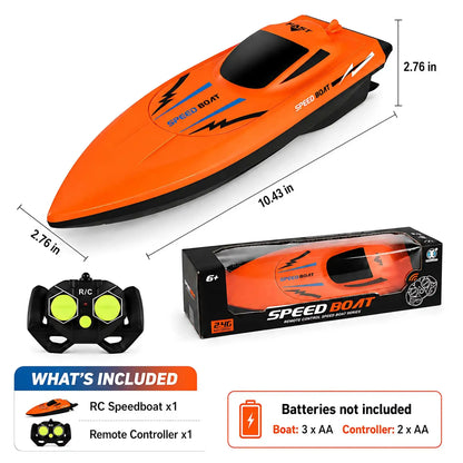 2.4G Remote Control Speed Boat for Kids – Fast Electric RC Boat Toy with Dual Motor, Waterproof Model for Pool & Outdoor Play