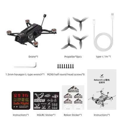 HGLRC Rekon35 V2 3.5inch 18650 Long Range FPV Drone Quadcopter - Analog /O4 Lite HD /Power Kit Version