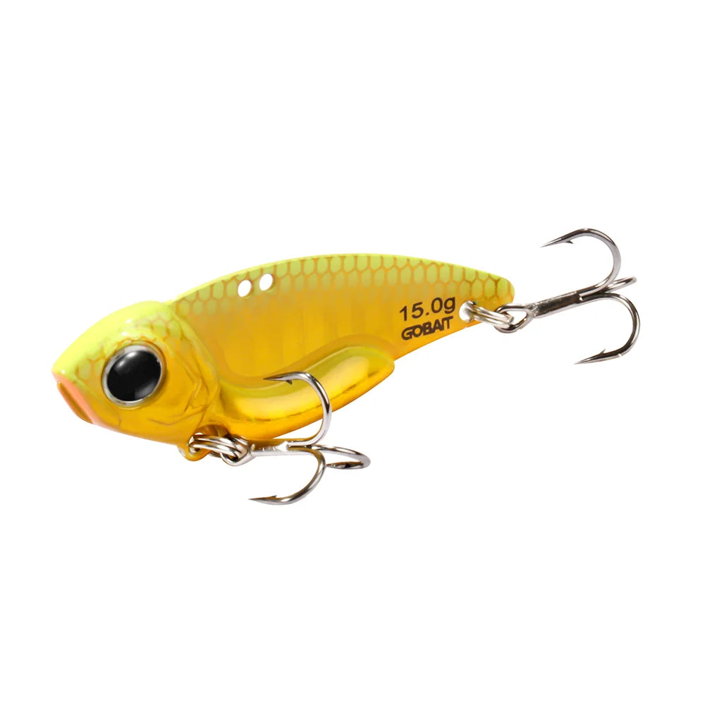 VIB Lure Metal Jig HardBait 7g 10g 15g Spoon Spinner Laser Painting 3D Eyes Fishing Tackle Strong 3X Hooks Swimbait Pesca Bait