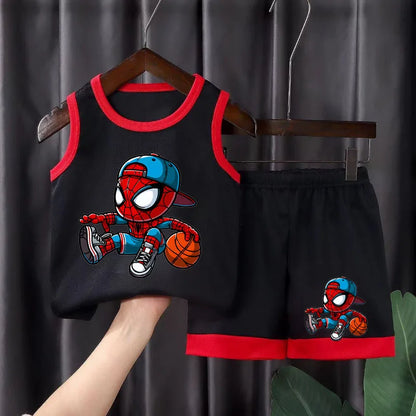 Summer Children's Sport Clothes Sets Breathable Comfortable Mesh Casual Outfits for Boys Basketball Vest and Shorts 2pcs Suit
