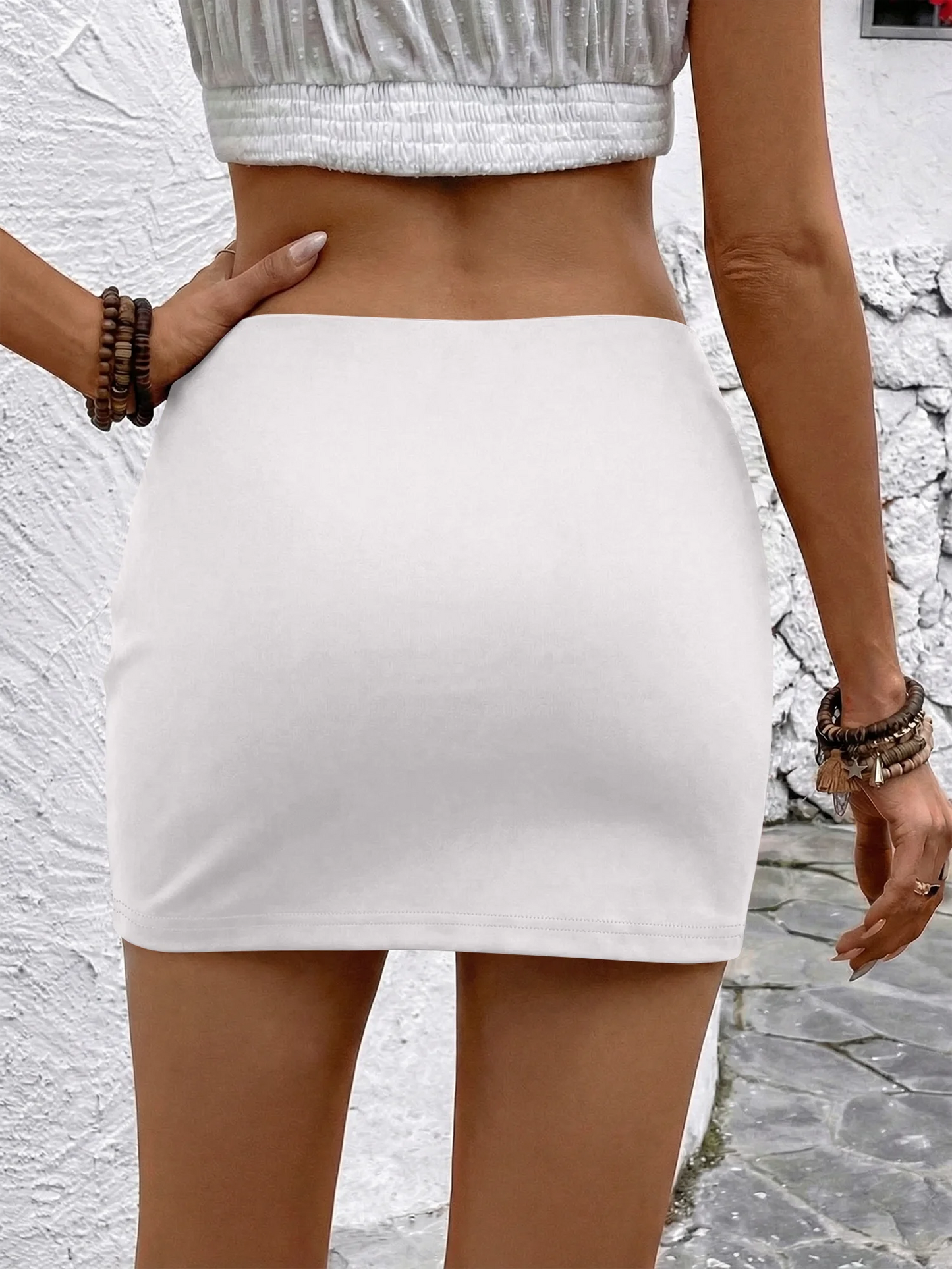 Women's High Waist Mini Bodycon Skirt with Built-in Safety Shorts Stretchy Soft Pencil Short for Club Party Casual Slim Fit