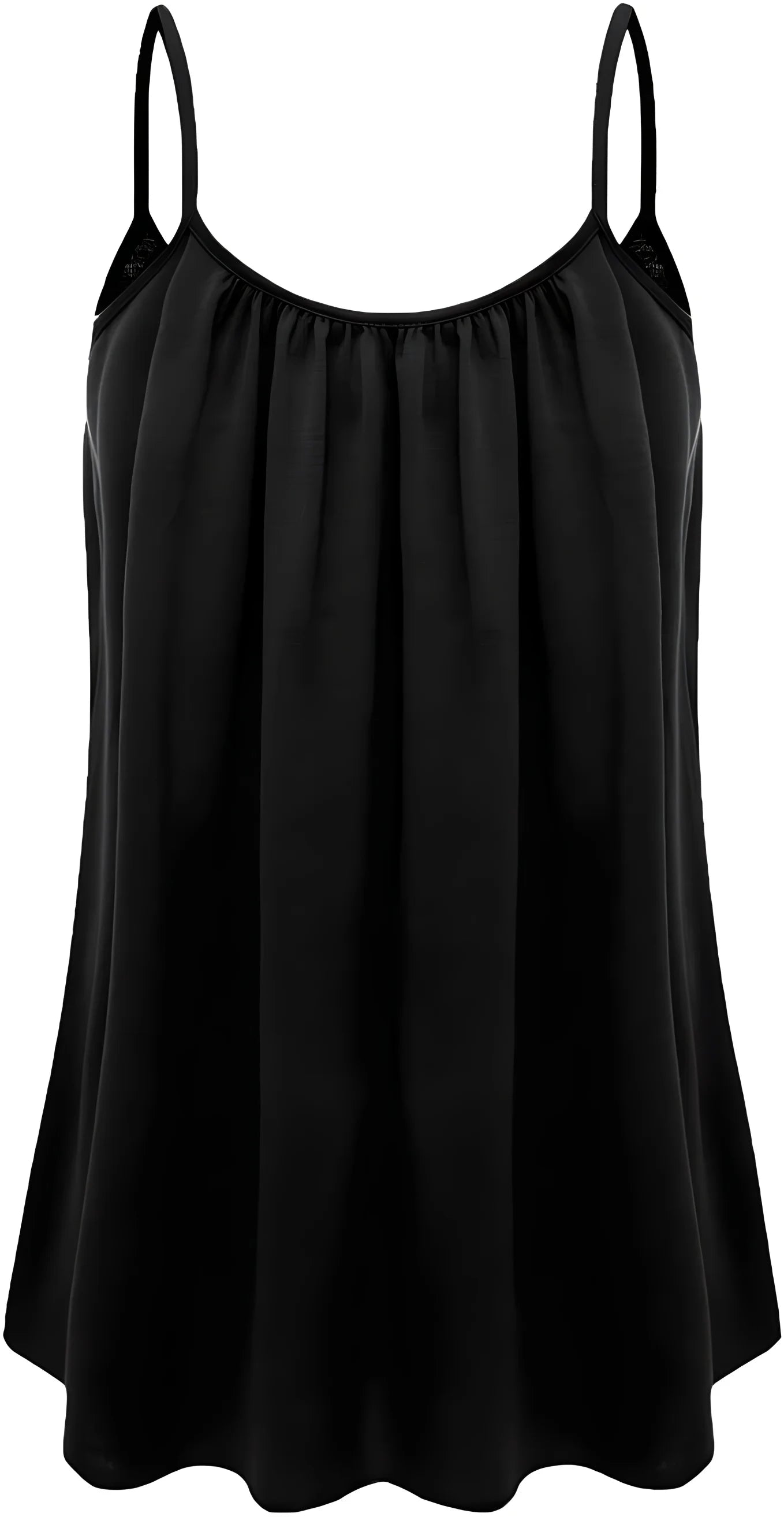 Plus Size Solid Ruched Cami Vest Top - Soft Slight Stretch Polyester Fabric, Crew Neck, Sleeveless, Machine Washable - Perfect F