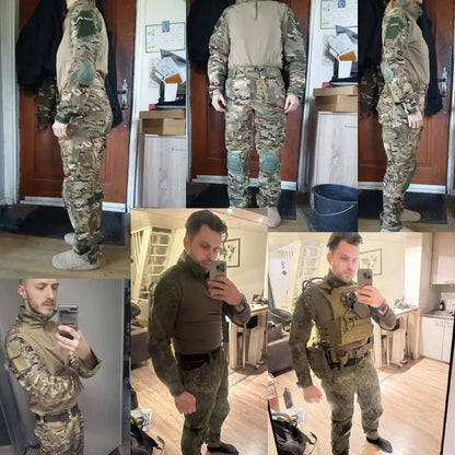 Multicam Tactical Pants +Pads Men Combat Trousers Work Camo Hunting Clothes Multi-pocket Breathable Wear-resisting Cargo Pants