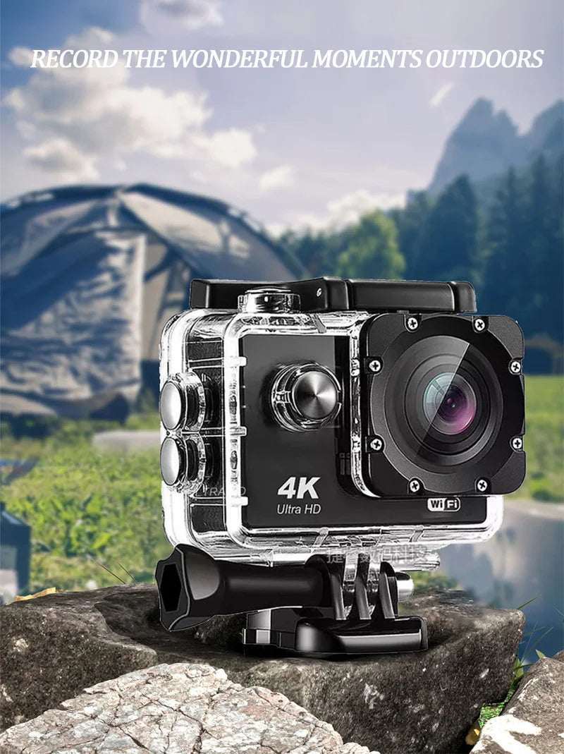 Ultra HD 4K Action Camera 30fps/170D Underwater Helmet Waterproof 2.0-inch Screen WiFi Remote Control Sports go Video Camera Pro