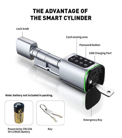 TTlock APP Control Smart Lock, Electronic Password Lock, Adjustable Length Smart Lock, Electronic Lock with RFID Card Application, Bluetooth, 60-90mm Silver,Simple Access for Relatives and Guests
